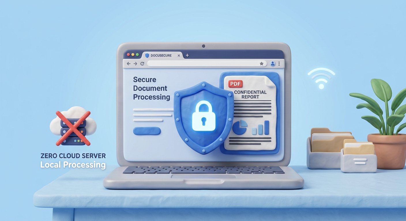 In-Browser Local PDF Security 3D Illustration