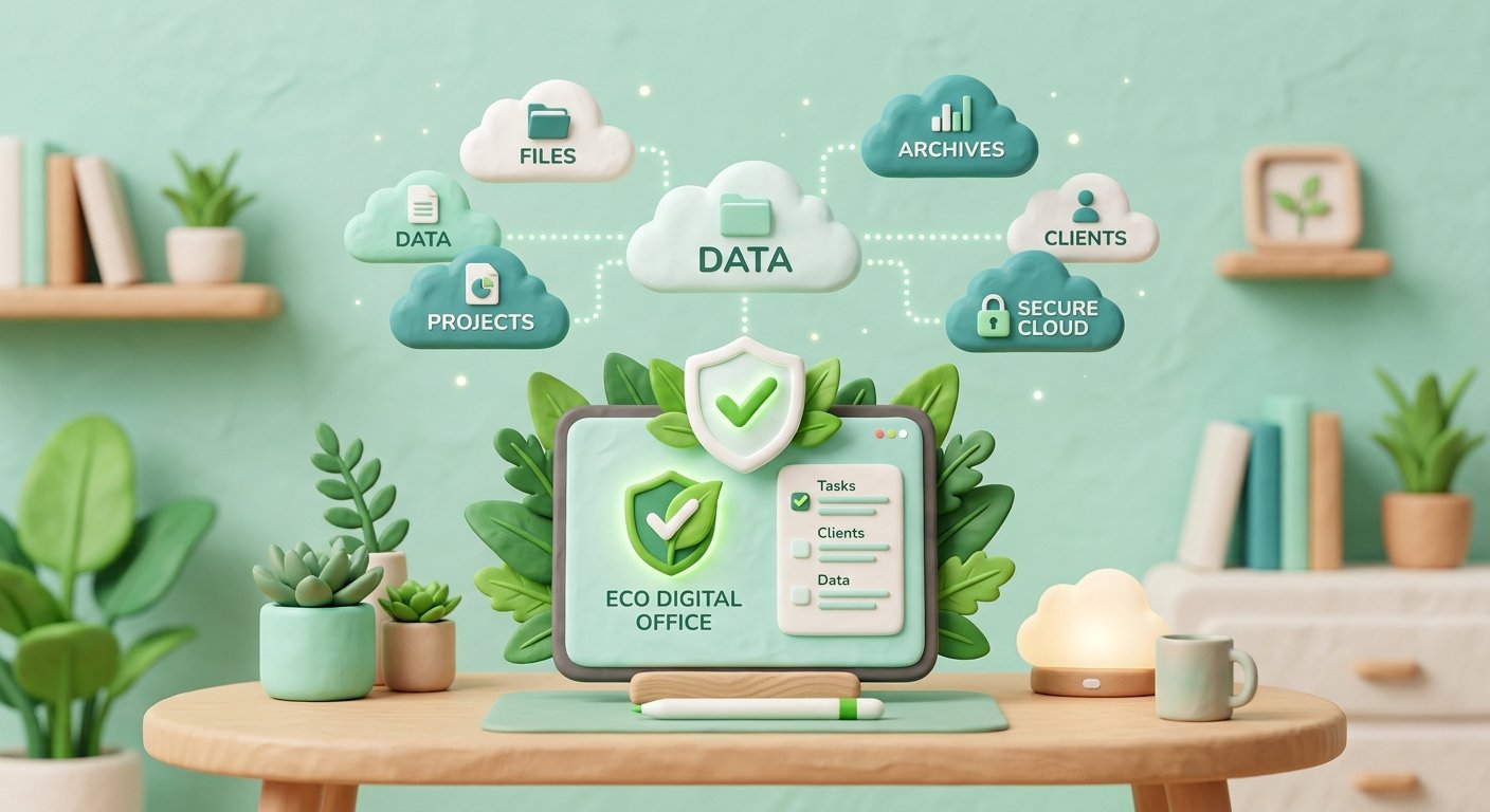 Paperless Office Workflow 3D Illustration