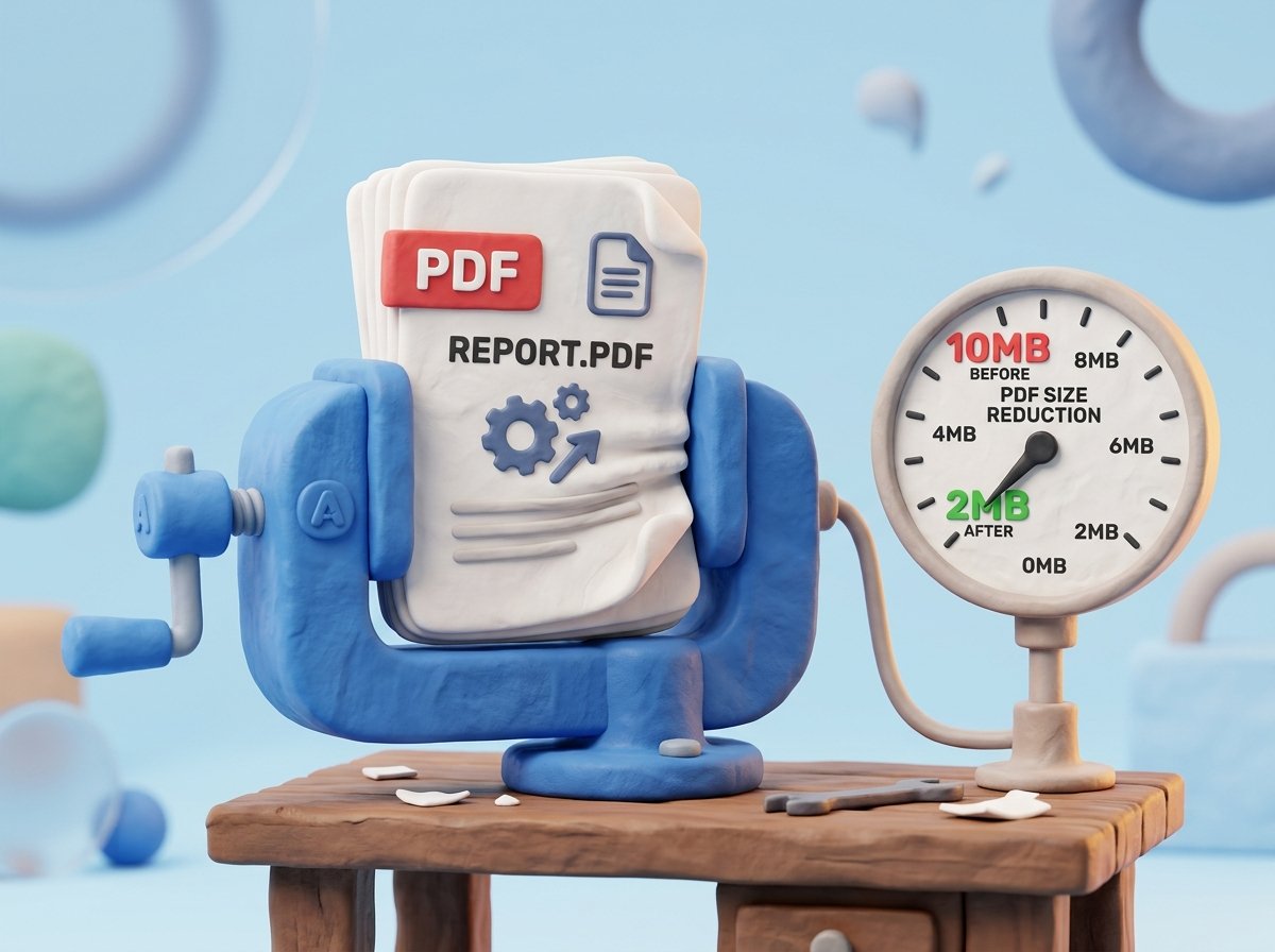 How to Compress PDF Files 3D Illustration