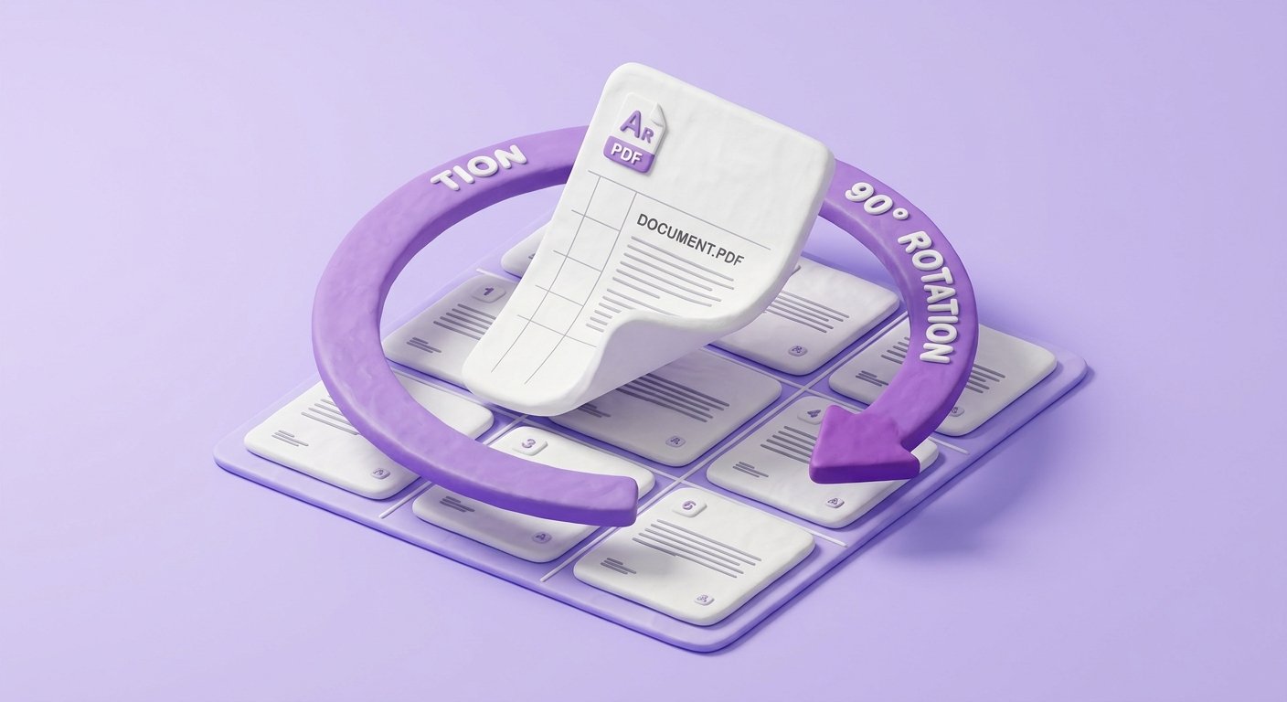 Rotate and Reorganize PDF Pages 3D Illustration
