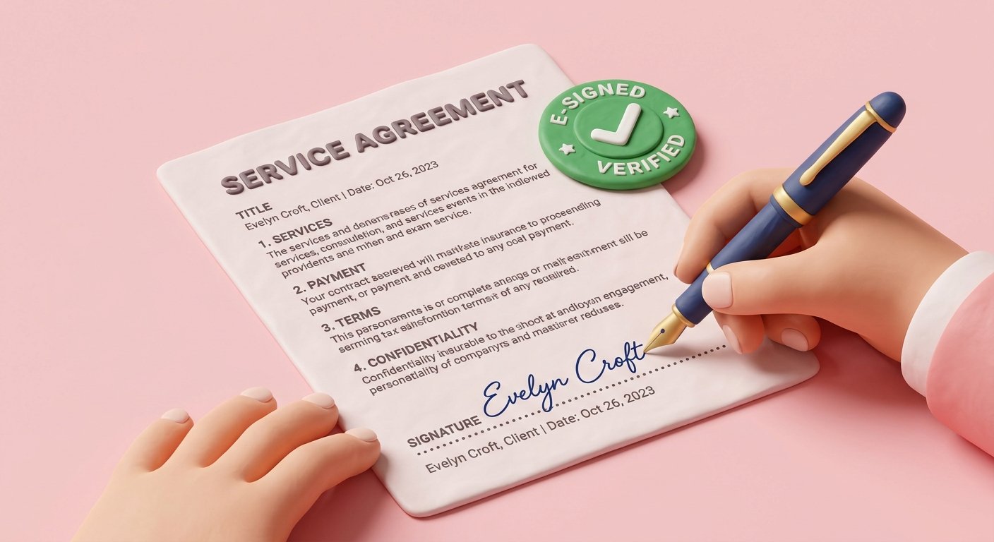 Sign PDF Documents Online 3D Illustration