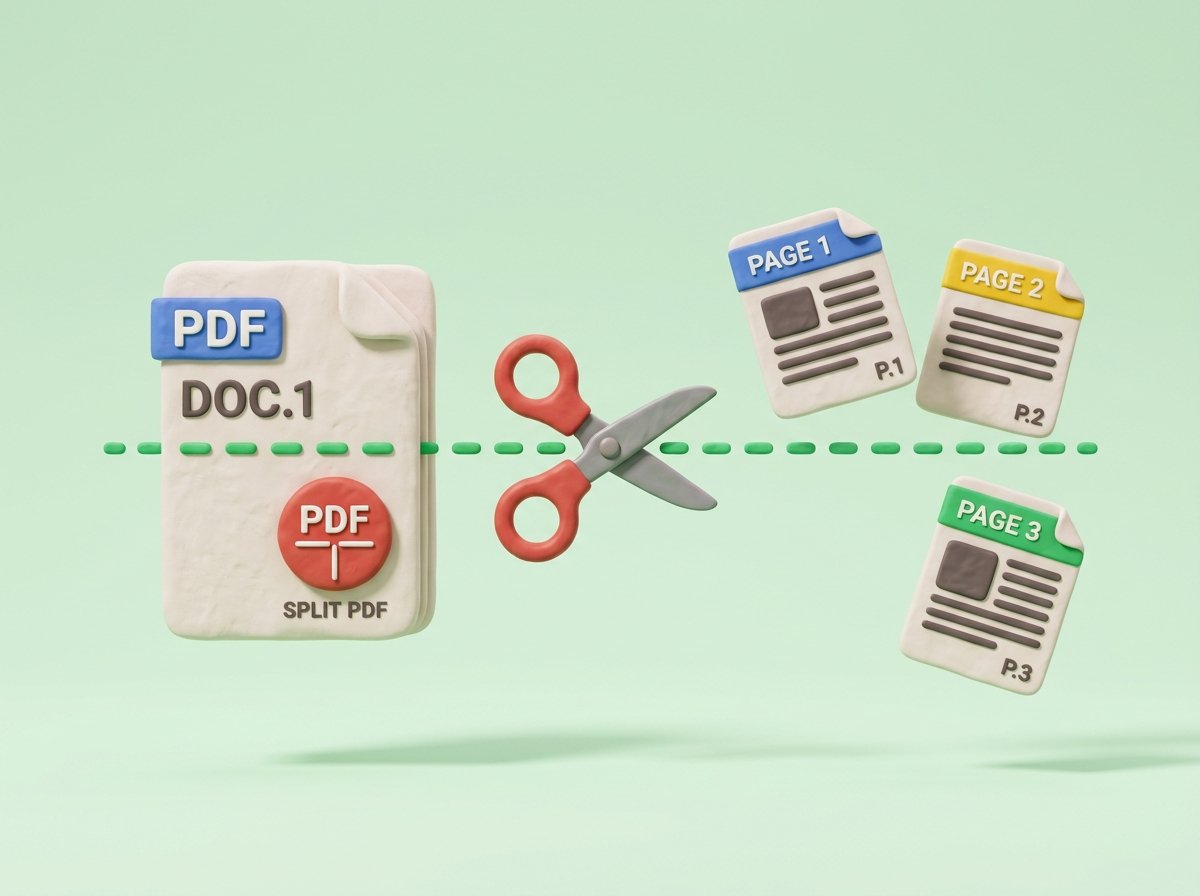 How to Split PDF Pages 3D Illustration