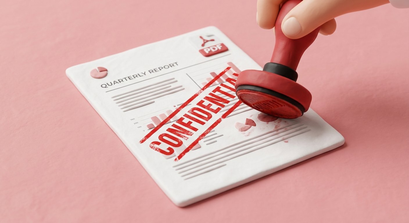 Add Watermark to PDF 3D Illustration