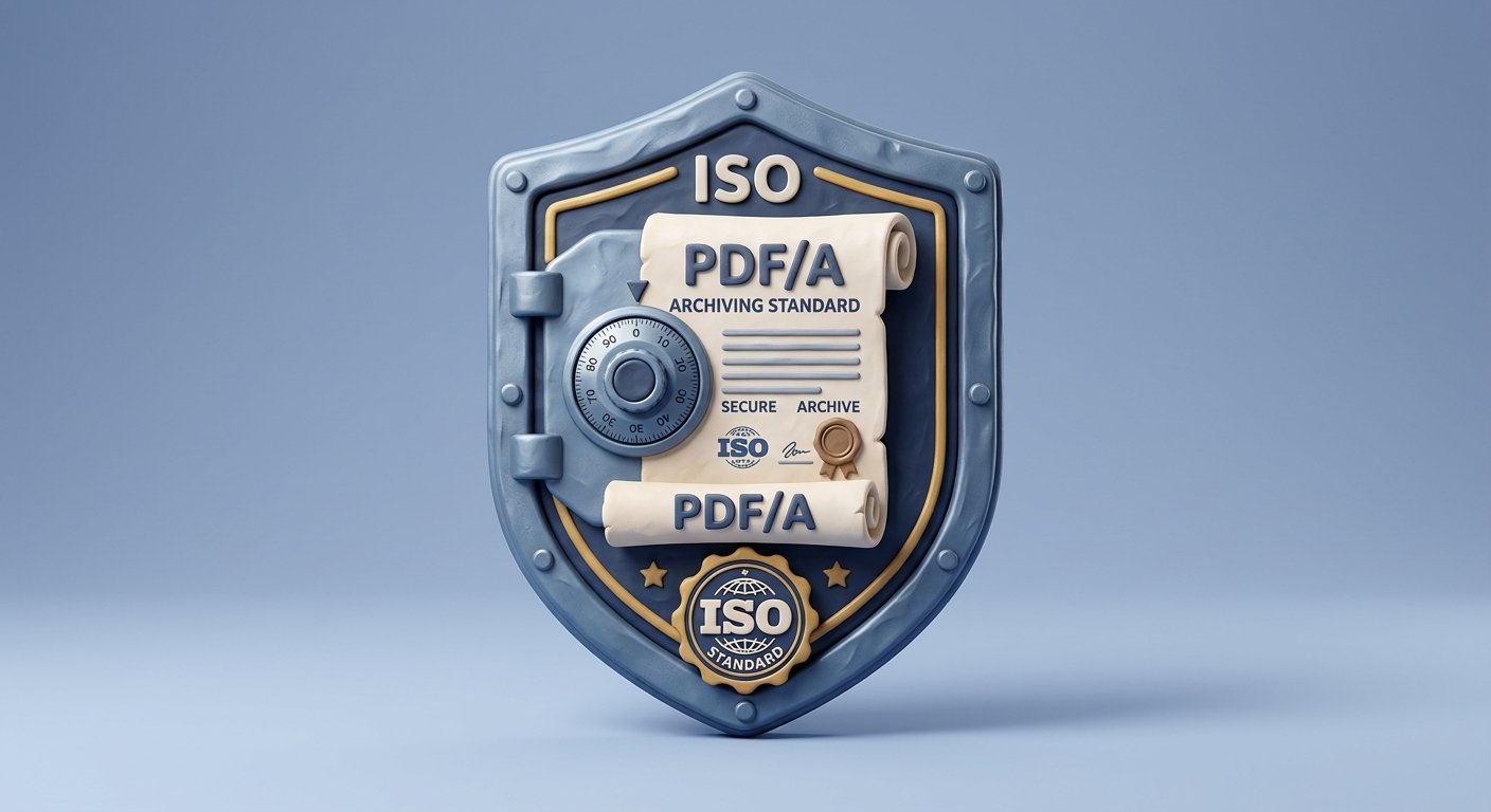 PDF/A Archiving Standard 3D Illustration
